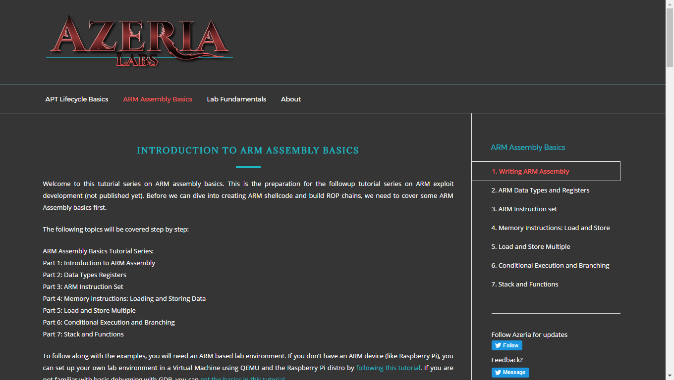 #TUTORIAL: Azeria-Labs - Writing ARM Assembly